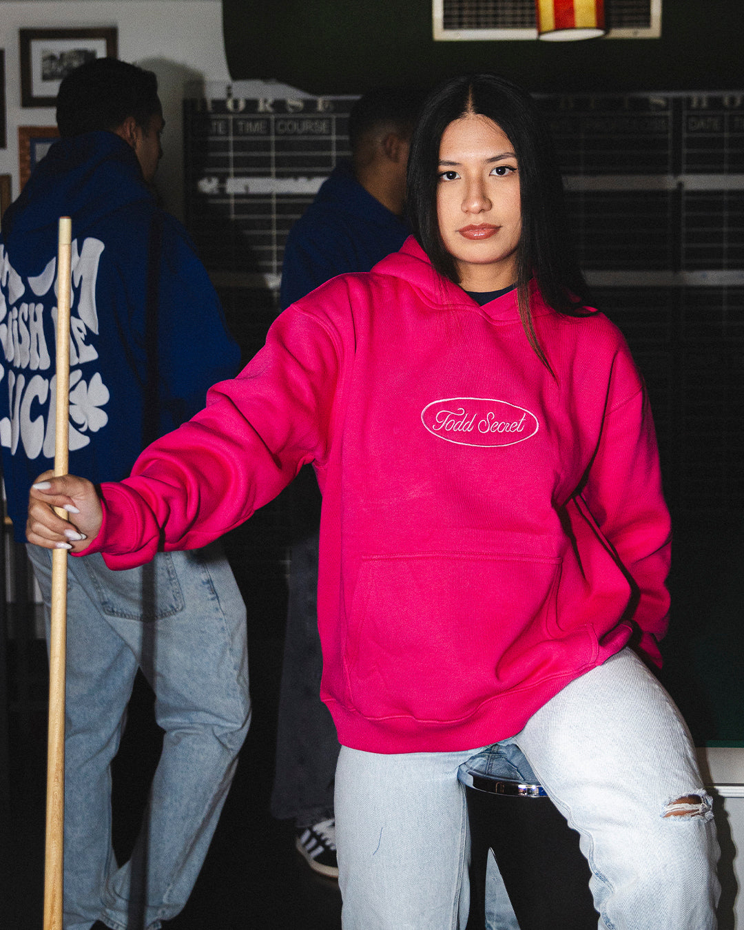 PINK HOODIE-MOM WISH ME LUCK