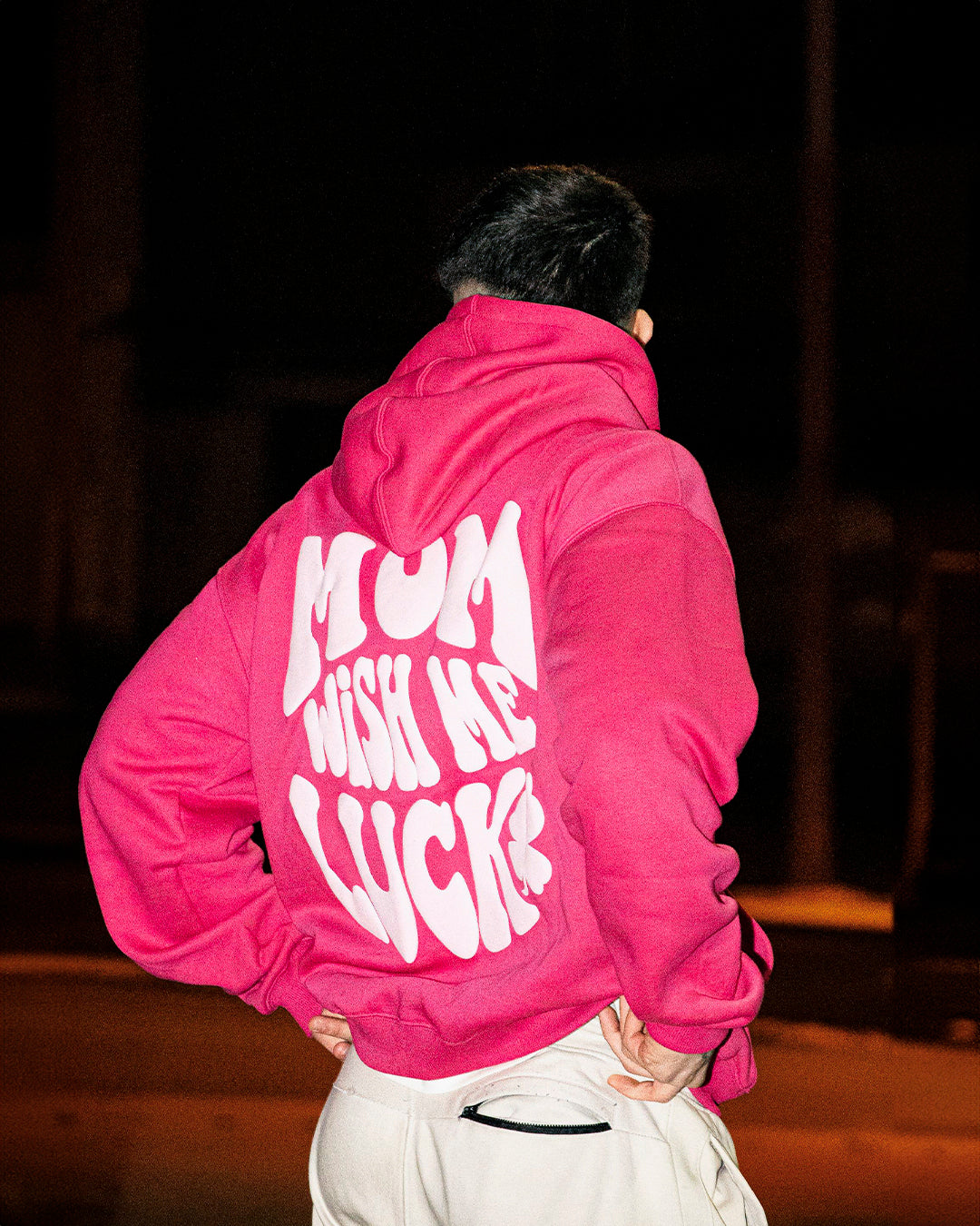 PINK HOODIE-MOM WISH ME LUCK